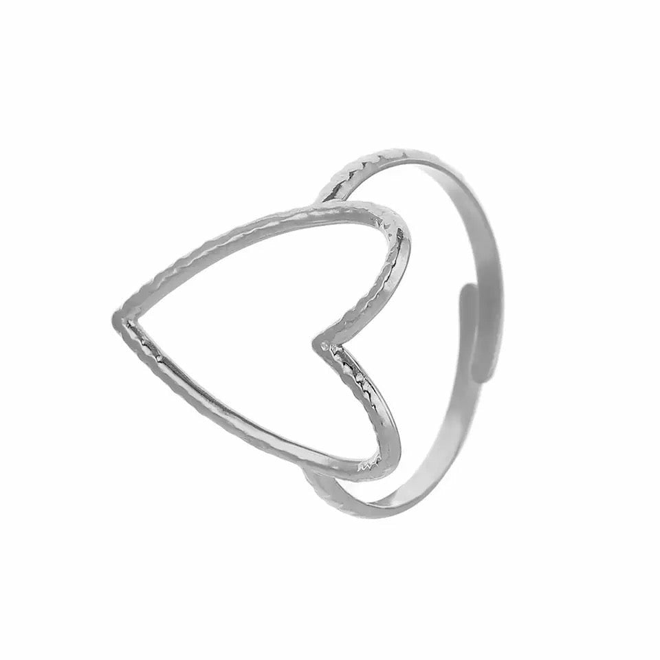 Hollow Heart Ring Silver 