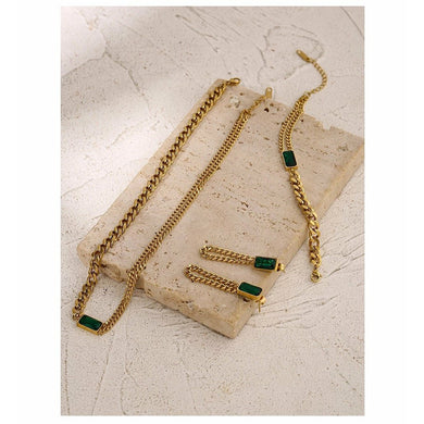 Emerald Green Stainless Steel Jewelry Set