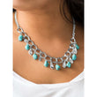 Turquoise stones silver link necklace with earrings 