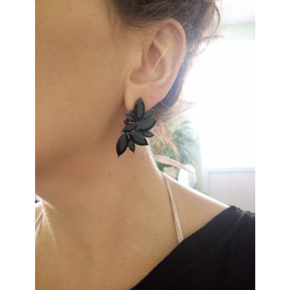 Black Rhinestone Statement Stud Earrings 