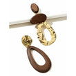 Wooden and gold drop asymmetrical statement Earrings