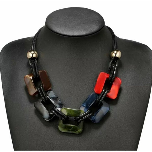 Power Acrylic Leather Chord Choker Necklace