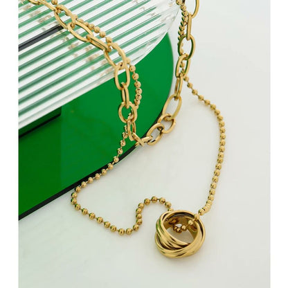 2-strand Layered Gold Necklace with knotted pendant
