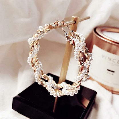 Pearl hoop earrings- Gold 