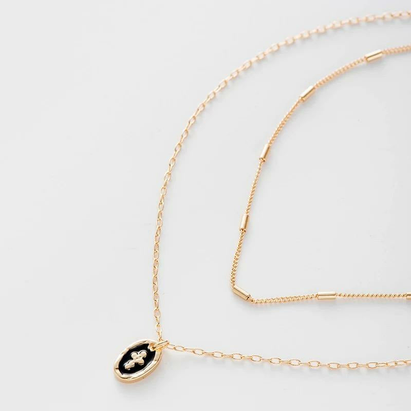 Crossing Gold Layered Necklace