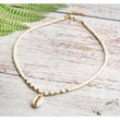 cowrie shell choker chain necklace - white gold turquoise blue 