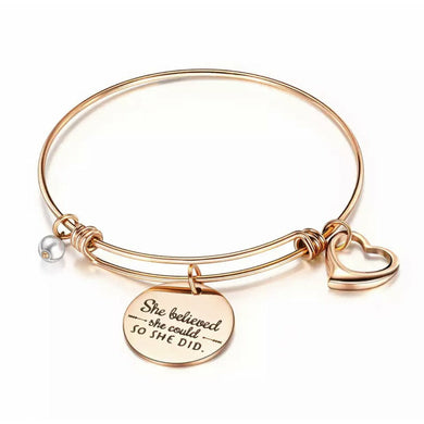 She Believe She Could So She Did Inspirational Bangle bracelet 