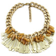 Multilayer vintage collar bib choker necklace with natural stone pendant - silver and gold  