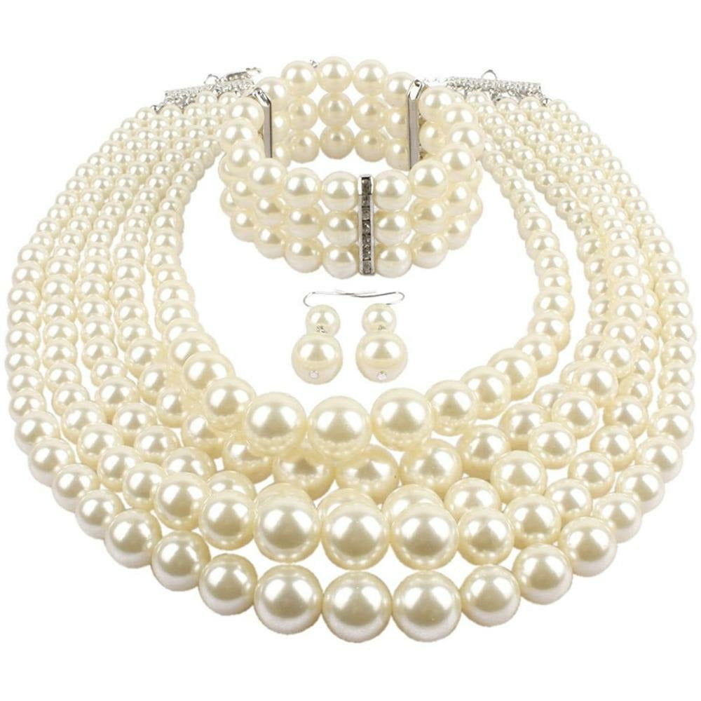 Sandra Multilayered Pearl Necklace Set - Sophistycats Jewelry