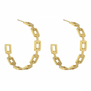 Gold Chain Link Hoop Earrings