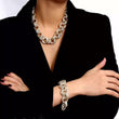 Thick urban gold chain link choker Necklace with bracelet set