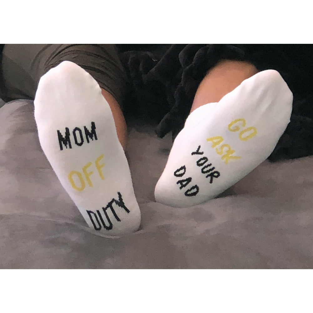 Mom Off Duty Funny Socks