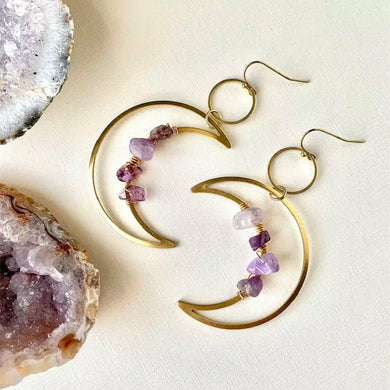 Crescent Moon Crystal Earrings