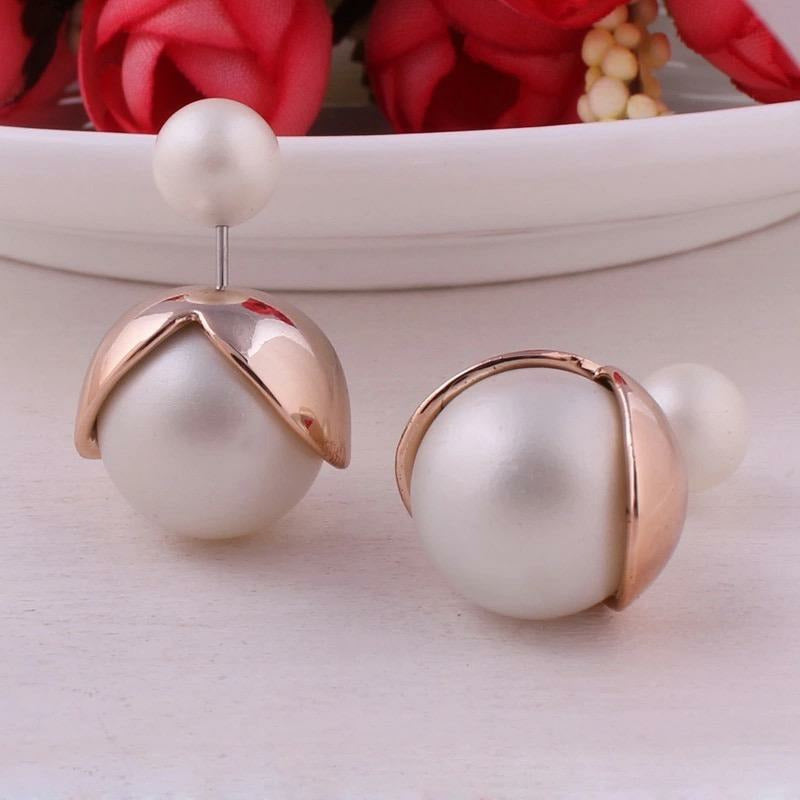 Pearl Double Post Earrings 