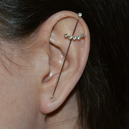 CZ Ear Climber Earrings - Gold