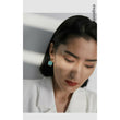 Sophisticated look - Turquoise Drop  Gold Square Earrings