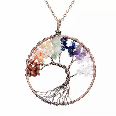 Seven Chakra Tree of Life Necklace - Copper