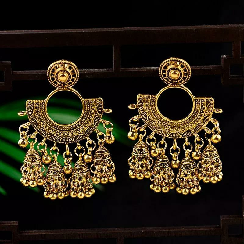 Gold large jhumka / jhumki chandelier earrings 