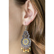 Yellow green silver bohemian Moroccan drop earrings 