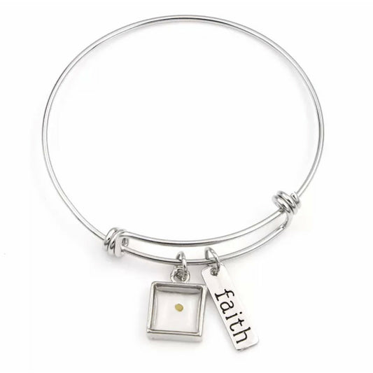 Gift for Christian - Mustard seed faith silver bracelet 