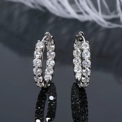 Round Moissanite Diamond Hoop Earrings - Small