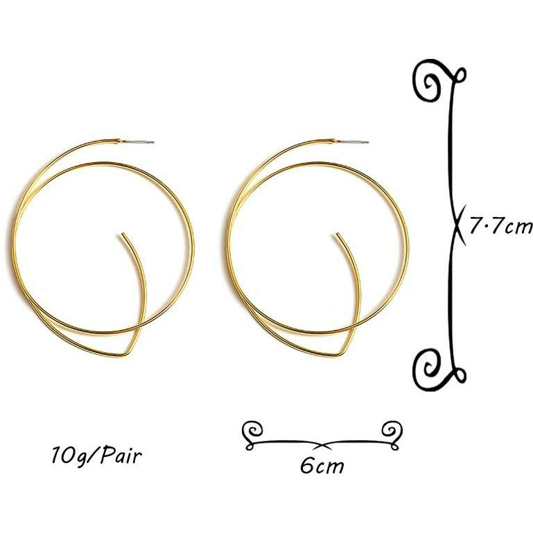 Double loop large geometric round hoop earrings- gold