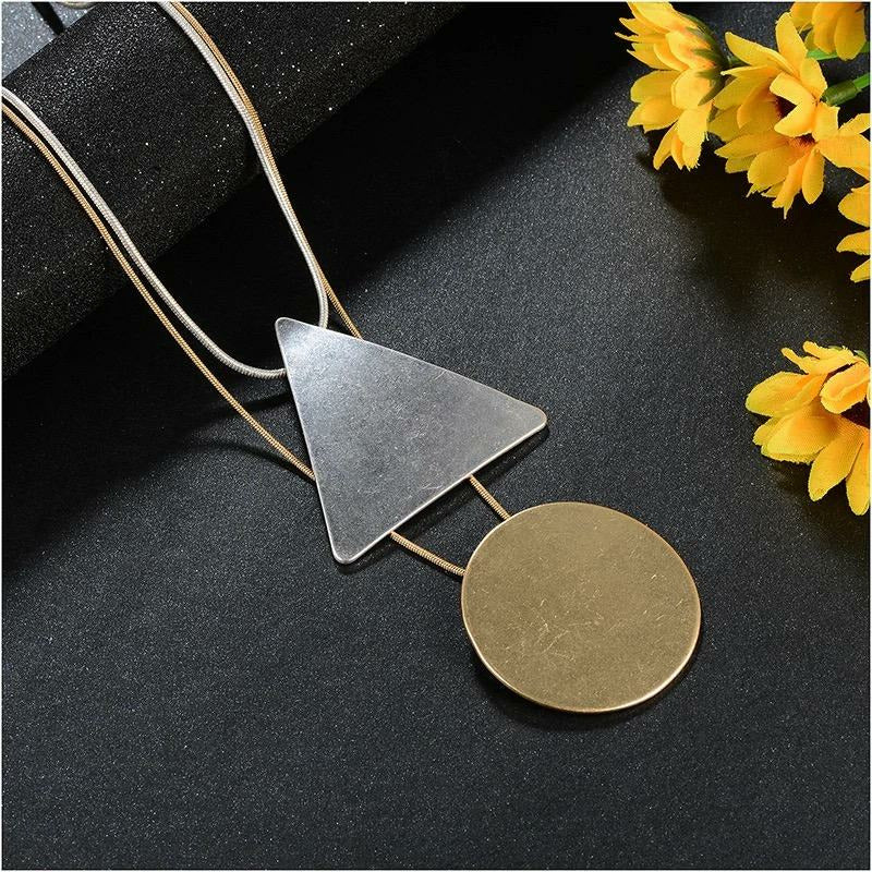 Geo Circle Triangle Long Necklace