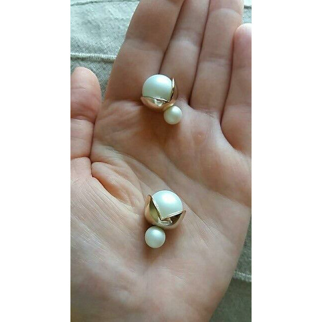 Bella Pearl Double Ball Earrings