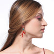 Statement - Unique - Different : Red Enamel Coral Resin Antlers Branch Drop Dangle Earring 