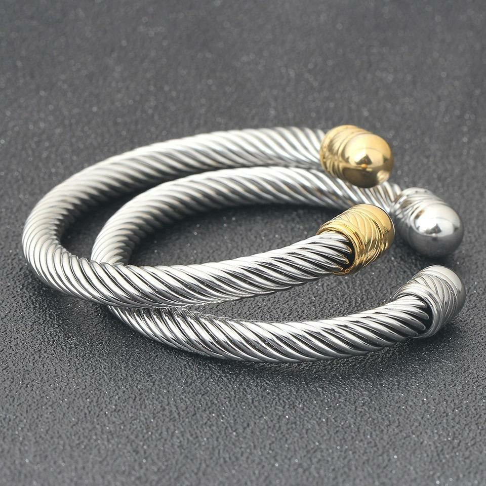 Designer Inspired Cuff Bracelet - Gold and Silver 