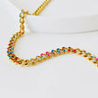 Lush-Laney Multicolor Enamel Cuban Link Gold Necklace