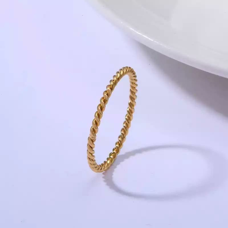 Stainless steel gold midi stacking ring