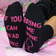 Funny Socks for Women - If you can read this, Bring me wine socks - Black 