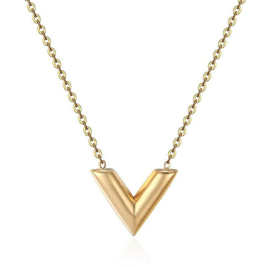 V Gold minimalist necklace