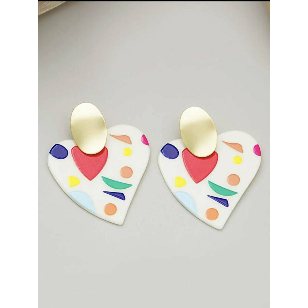 Heart acrylic drop earrings - Summer Statement Earrings