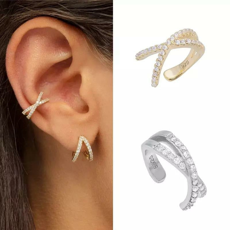 Pave ear cuff - silver or gold 