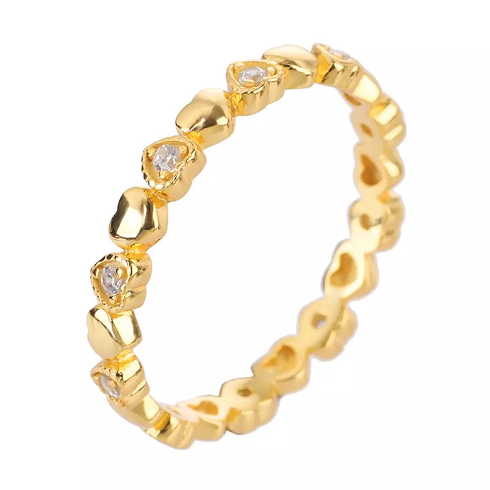 Eternity Heart Moissanite Diamond Ring - 925 Sterling Silver / 18 k Gold Plated