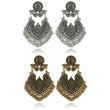 Jhumka Drop Earrings with Beads - Antique Gold / Silver 
