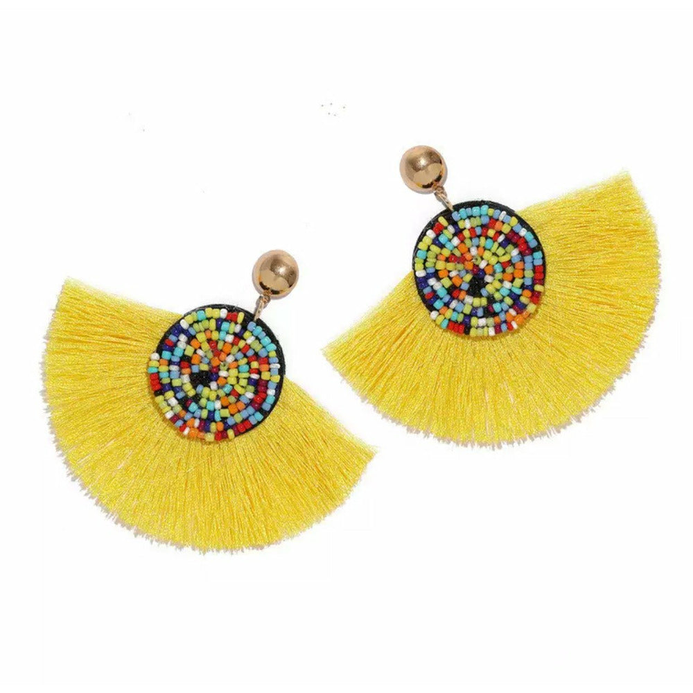 Bohemian tassel earrings - yellow