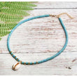 cowrie shell choker chain necklace - white gold turquoise blue 