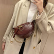 Burgandy Pu Leather Chain Crossbody Waist Bag