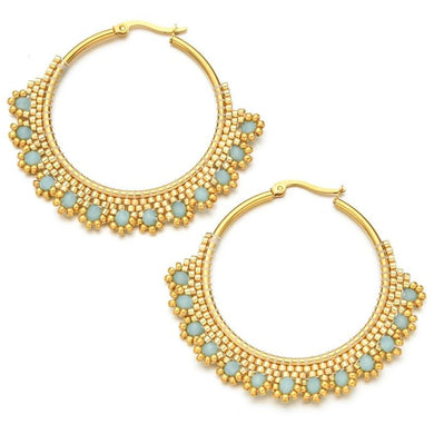 Boho Round Beaded Hoop Earring