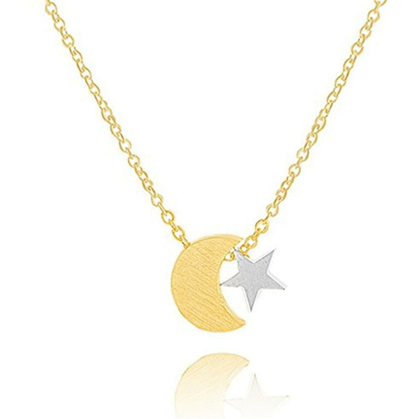 Moon &amp; Star Stainless Steel Necklace 