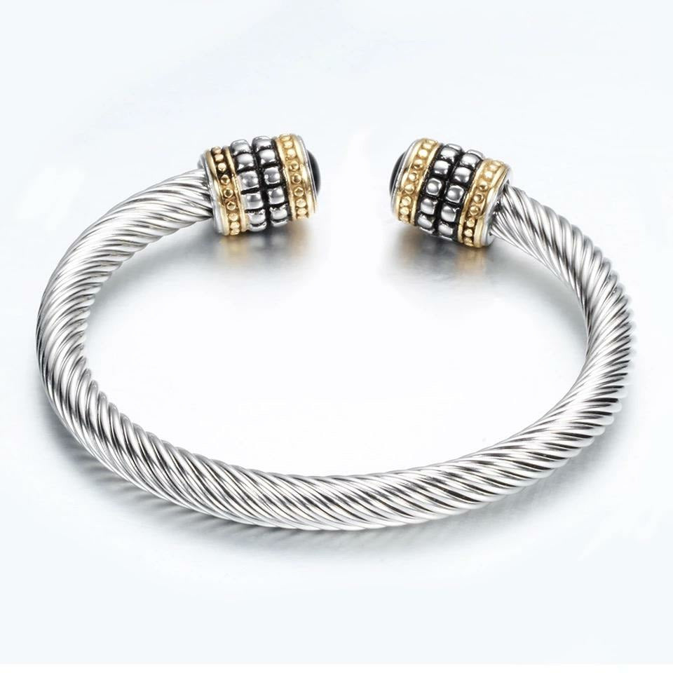 KARI Wire Cuff Bracelet with Antique Knobs