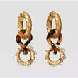 Tortoise Shell Pearl Drop Earrings 