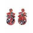 Retro Faux-Marble Earrings - Orange/Red