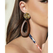 Latitude Asymmetrical Wooden Statement Earrings