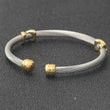 Stainless Steel Cable Wire Silver and Gold Cuff Bracelet - Designer Inspired Jewelry 