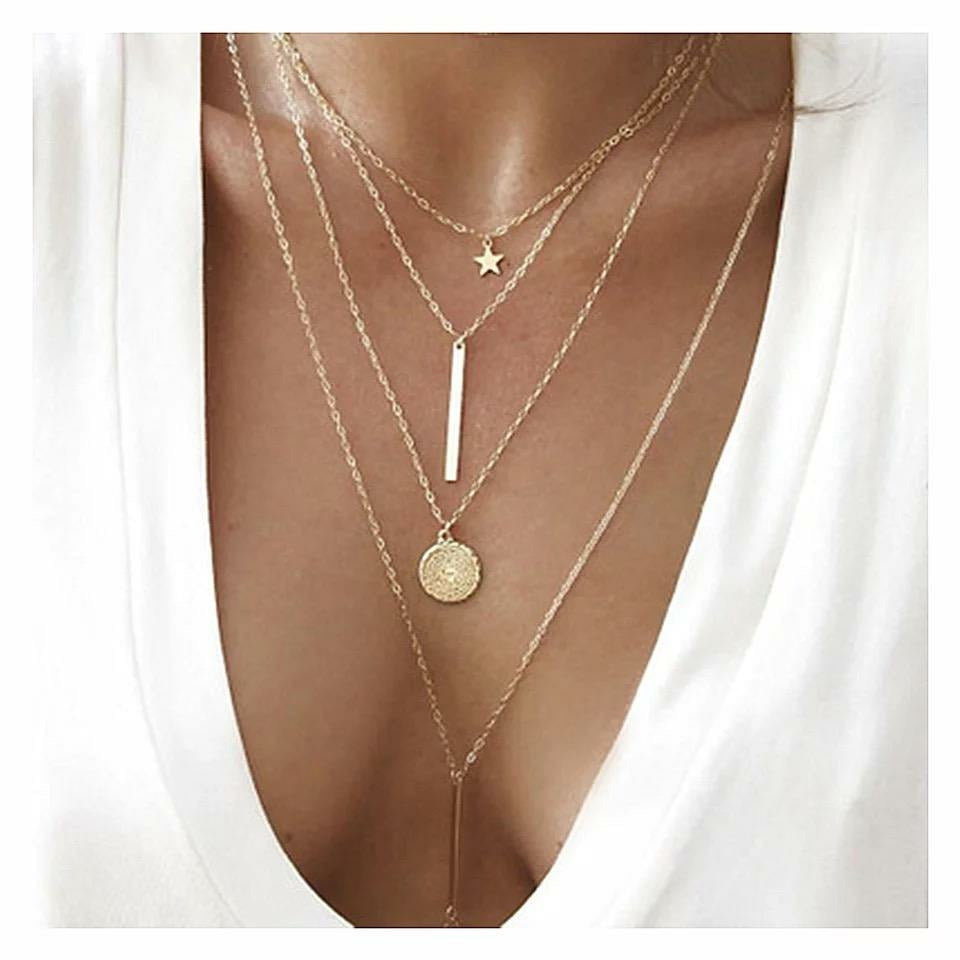 Gold layer star coin necklace 