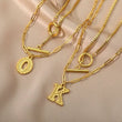 O K Name Initial Layer Necklace - Gold / Stainless Steel 